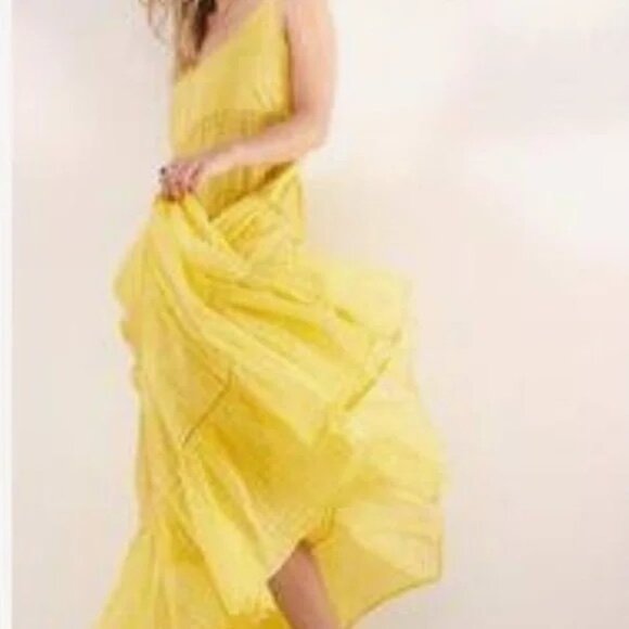 Free People Yellow Midnight Dance Maxi Slip Dress - Picture 3 of 4